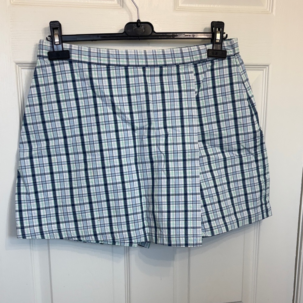 Vintage Plaid Blue and White Skort